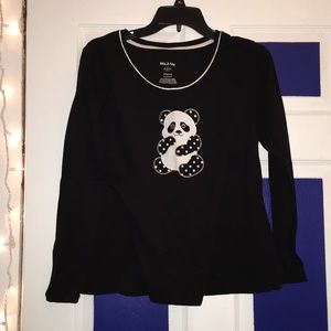 Black and white panda polka dot pajamas.